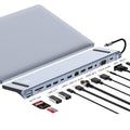 JUNSUNMAY 12 en 1 Adaptador multifuncional de estación de acoplamiento USB C Hub Lector de tarjetas SD/TF, JSM-HUB022
