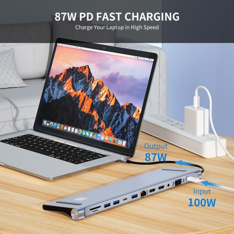 JUNSUNMAY 12 en 1 Adaptador multifuncional de estación de acoplamiento USB C Hub Lector de tarjetas SD/TF, JSM-HUB022