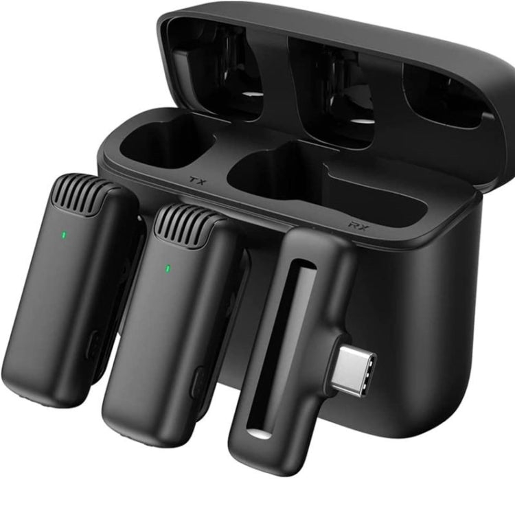 Micrófono inalámbrico Lavalier Micrófono de solapa para dispositivo tipo C / USB-C con estuche de carga
