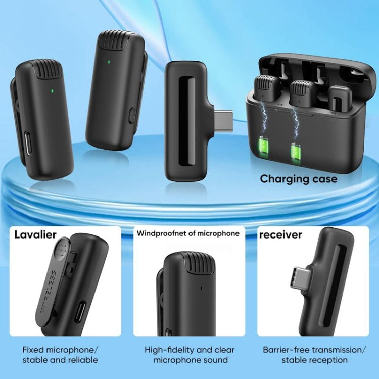 Micrófono inalámbrico Lavalier Micrófono de solapa para dispositivo tipo C / USB-C con estuche de carga