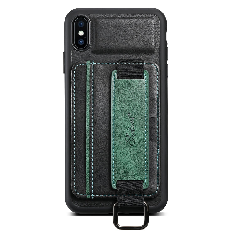 Suteni H13 Tarjeta Monedero Correa de muñeca Funda para teléfono PU, For iPhone X / XS, For iPhone XR, For iPhone XS Max