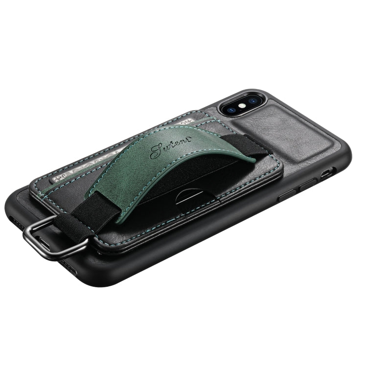 Suteni H13 Tarjeta Monedero Correa de muñeca Funda para teléfono PU, For iPhone X / XS, For iPhone XR, For iPhone XS Max