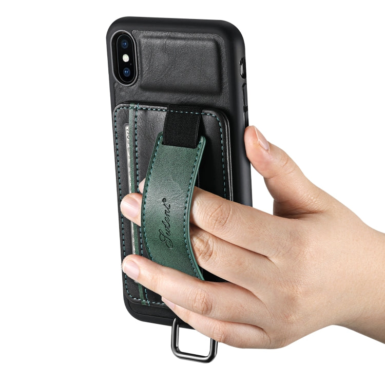 Suteni H13 Tarjeta Monedero Correa de muñeca Funda para teléfono PU, For iPhone X / XS, For iPhone XR, For iPhone XS Max