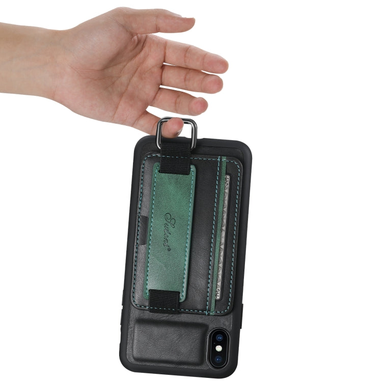 Suteni H13 Tarjeta Monedero Correa de muñeca Funda para teléfono PU, For iPhone X / XS, For iPhone XR, For iPhone XS Max