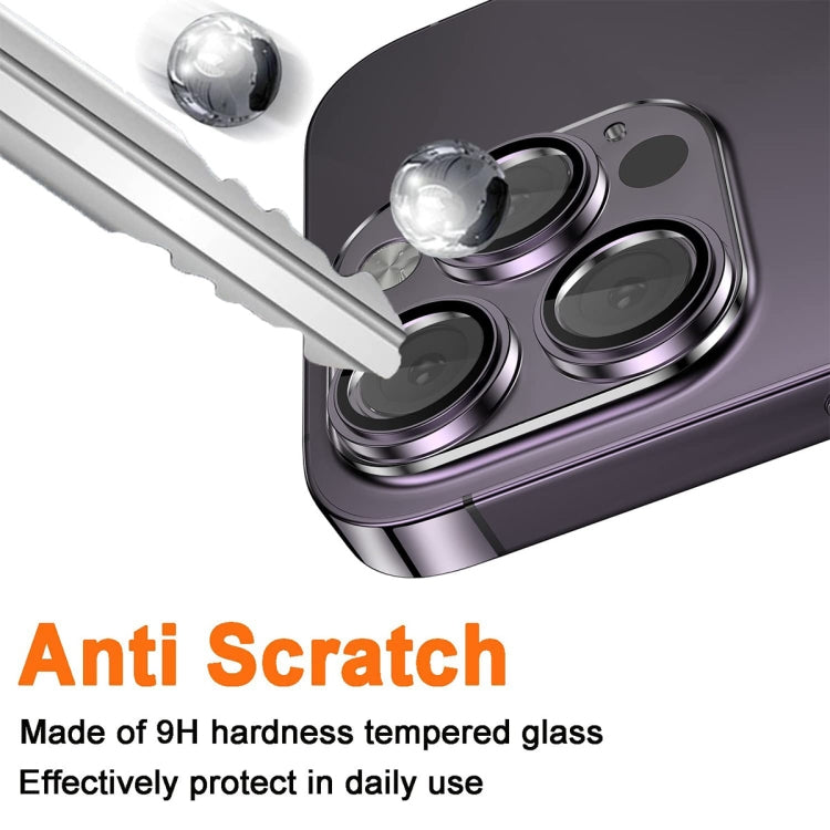 Para iPhone 14 Pro / 14 Pro Max ENKAY Hat-Prince 9H Lente de cámara trasera Película de aleación de aluminio de vidrio templado