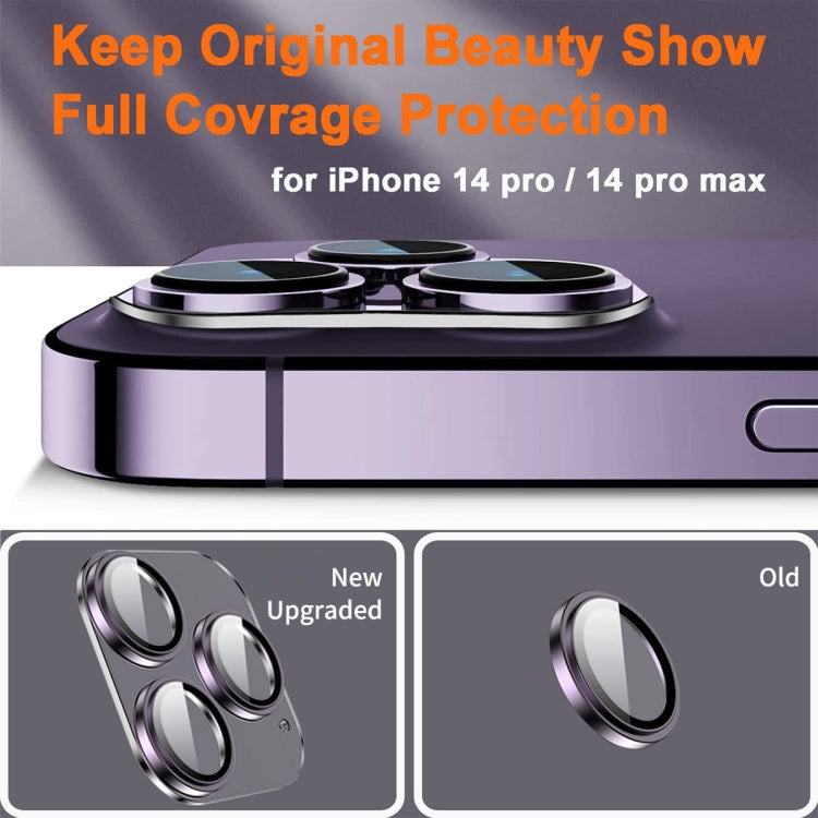 Para iPhone 14 Pro / 14 Pro Max ENKAY Hat-Prince 9H Lente de cámara trasera Película de aleación de aluminio de vidrio templado
