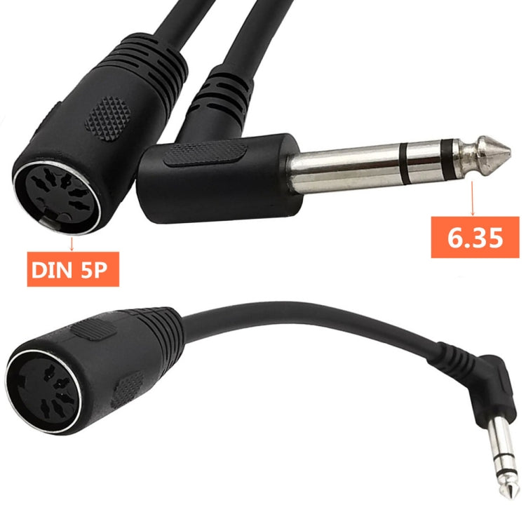 JUNSUNMAY Adaptador estéreo de audio MIDI de 6,35 mm, 1/4 de pulgada, macho a hembra, de 5 pines, longitud del cable: 20 cm, Cable Length: 20cm