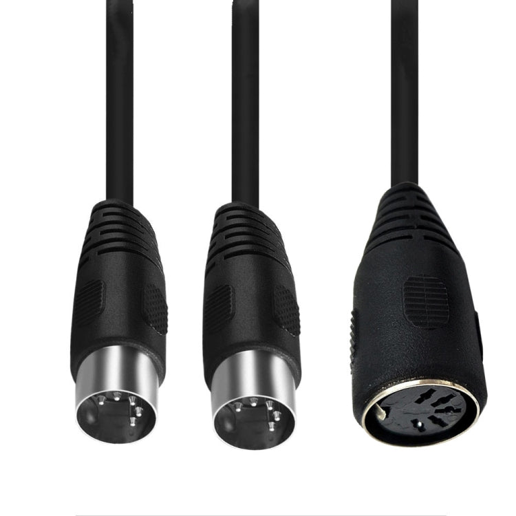 JUNSUNMAY Adaptador de cable MIDI 2 en 1 Din de 5 pines macho a doble hembra de 2 pines, longitud del cable: 50 cm, Cable Length: 50cm