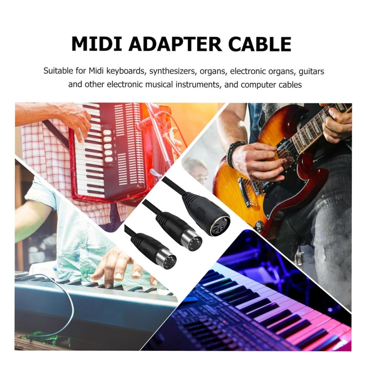 JUNSUNMAY Adaptador de cable MIDI 2 en 1 Din de 5 pines macho a doble hembra de 2 pines, longitud del cable: 50 cm, Cable Length: 50cm