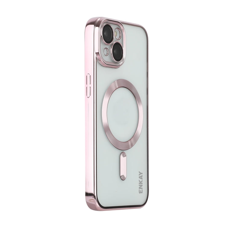 Para iPhone 13 ENKAY Caja de teléfono de TPU a prueba de golpes MagSafe electrochapada con película de lente, For iPhone 13