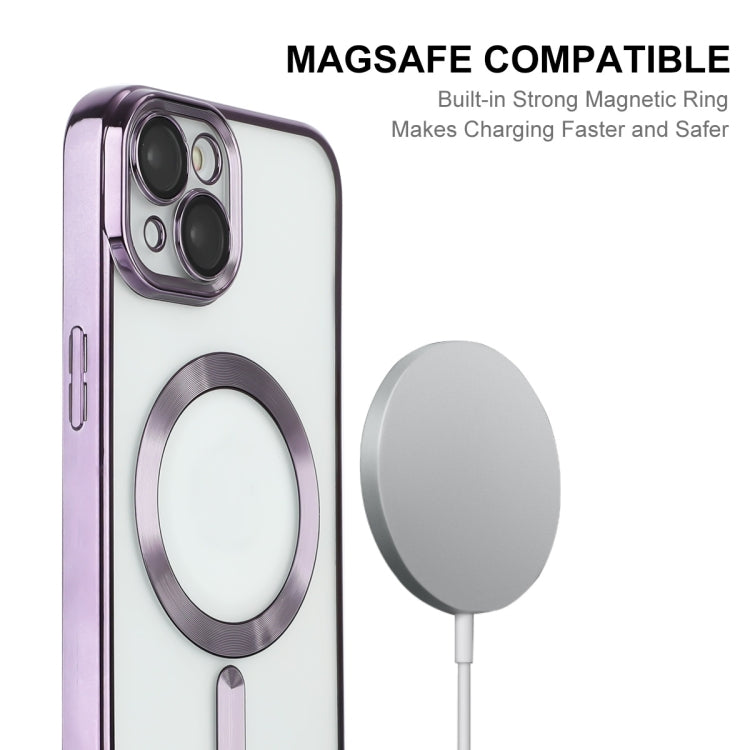 Para iPhone 13 ENKAY Caja de teléfono de TPU a prueba de golpes MagSafe electrochapada con película de lente, For iPhone 13