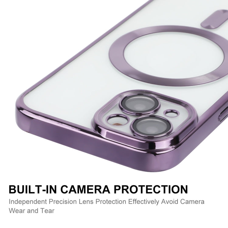 Para iPhone 13 ENKAY Caja de teléfono de TPU a prueba de golpes MagSafe electrochapada con película de lente, For iPhone 13