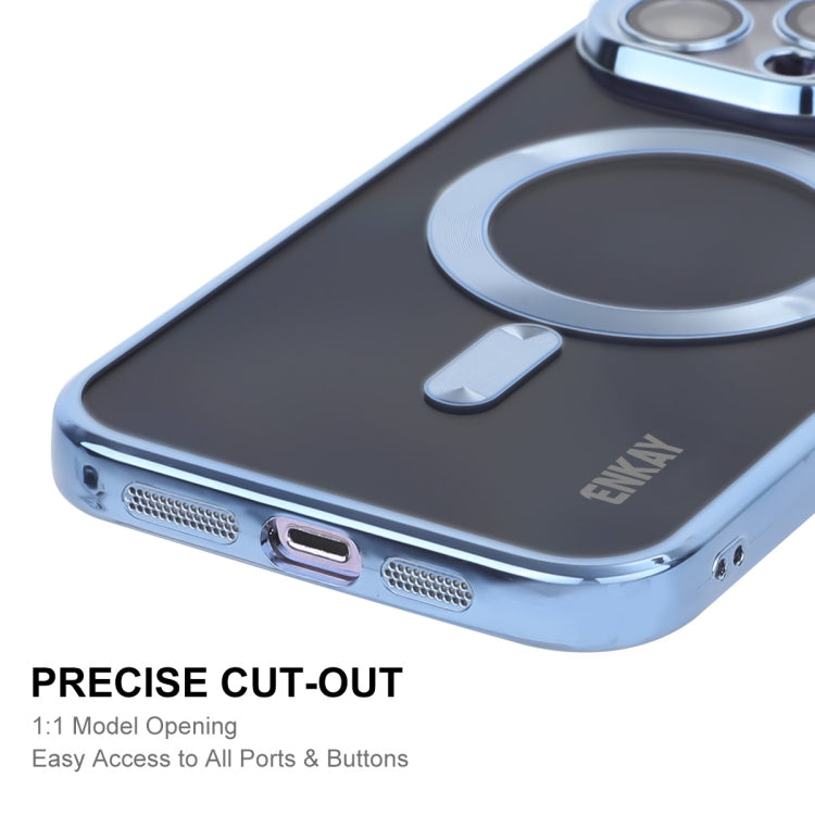 Para iPhone 14 Pro Max ENKAY Caja de teléfono de TPU a prueba de golpes electrochapada MagSafe con película de lente, For iPhone 14 Pro Max