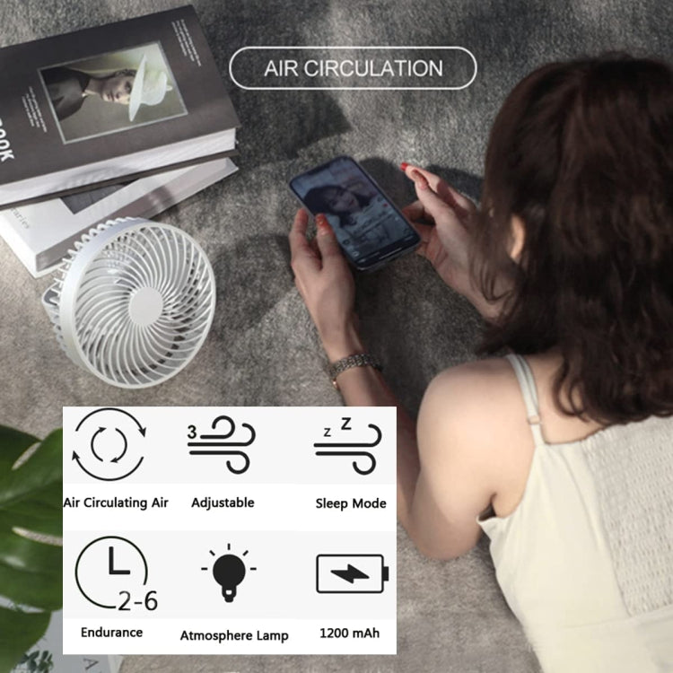 Abanico portátil recargable al aire libre multifuncional de la tienda de campaña del LED, Negro, Blanco