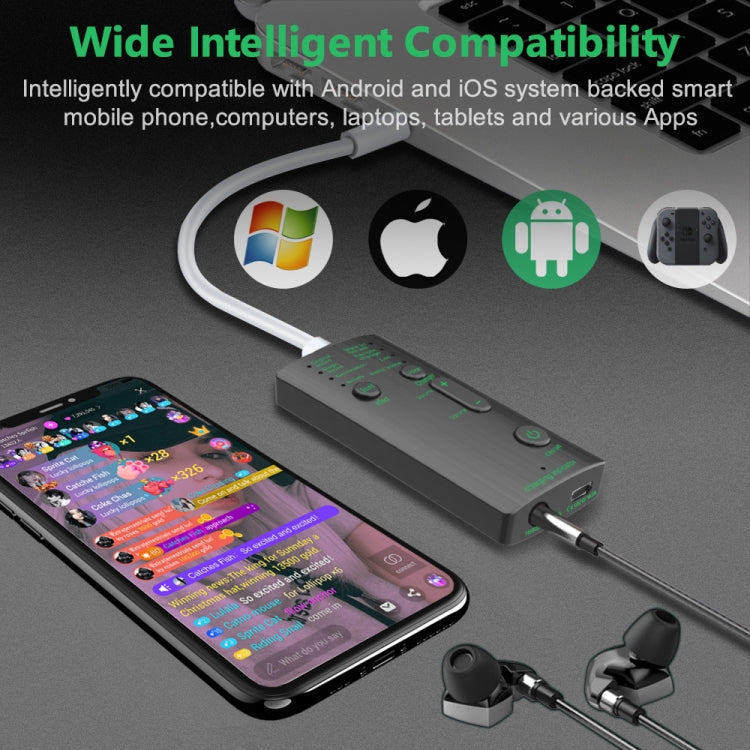 Mini modulador de cambio de voz portátil M1 con funciones de voz ajustables, computadora de teléfono, tarjeta de sonido y herramienta de micrófono, M1