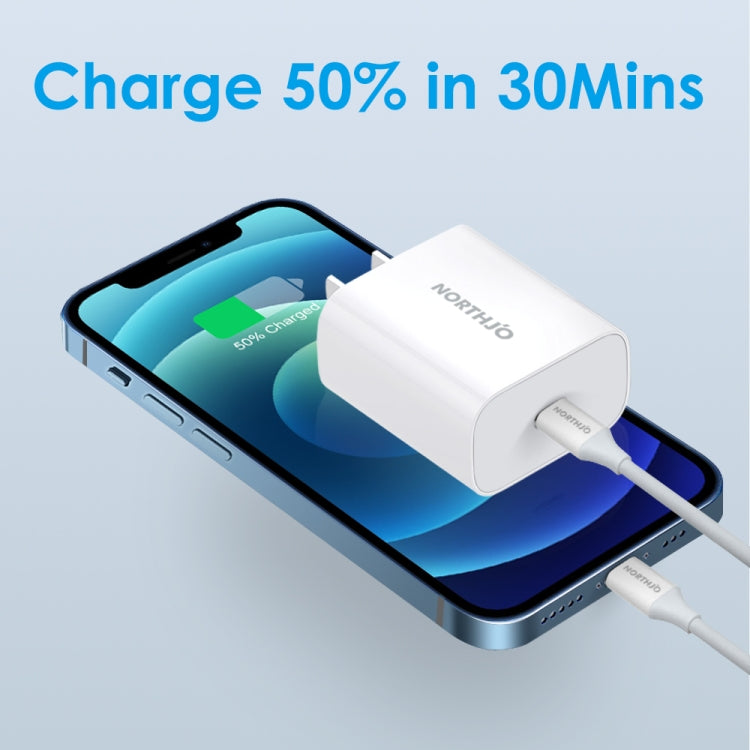 NORTHJO NOPD2000 PD 20W USB-C / Type-C Cargador de pared rápido de puerto único, US Plug, EU Plug