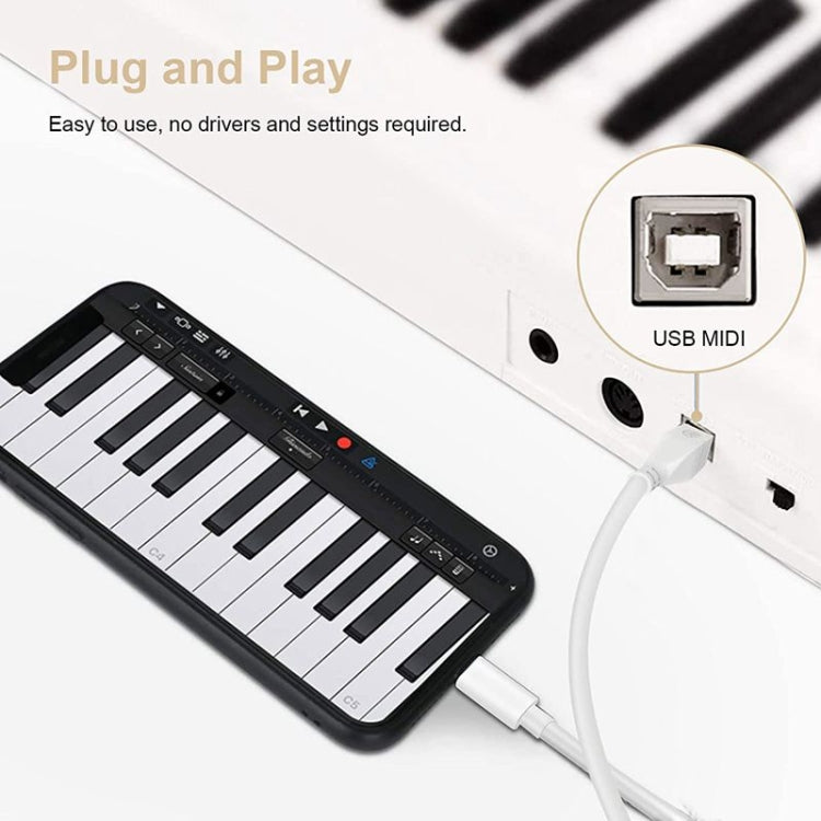 Cable adaptador USB-C / tipo C a USB-B de 3.3 pies para computadora portátil Samsung / Huawei / teclado MIDI / grabación de interfaz de audio, Type-C