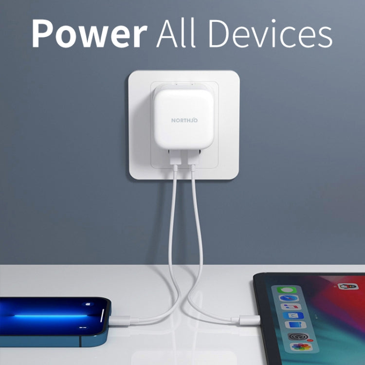NORTHJO NOGAN3502 GaN PD PPS 35W Dual USB-C / Type-CCargador rápido de pared, EU Plug, UK Plug