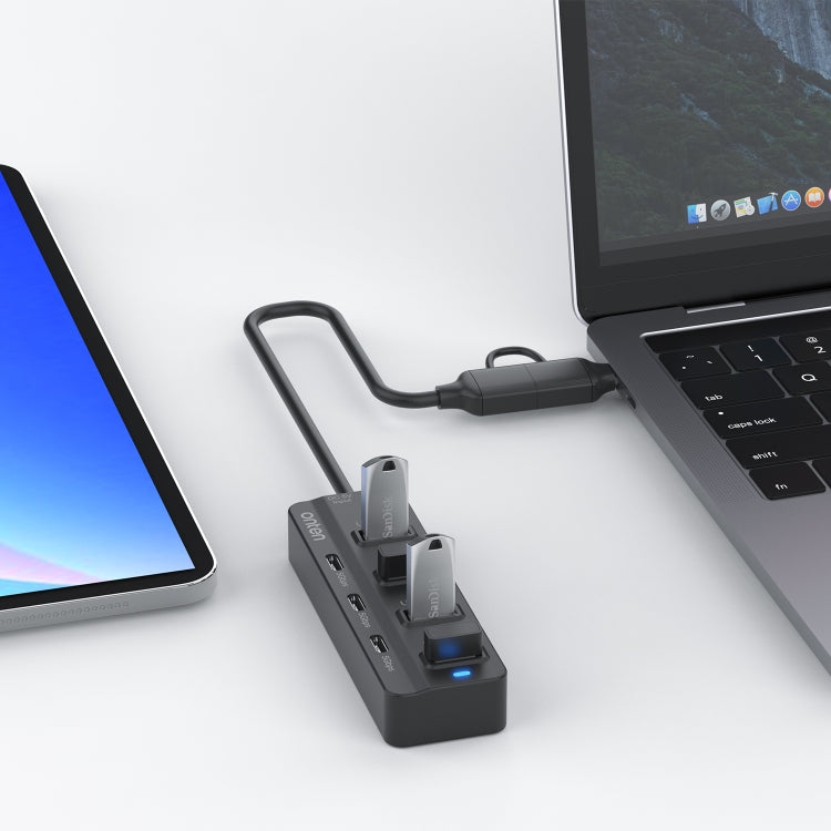 Onten UCA5306 7 en 2 USB3.0 + Type-C 7-Ports HUB Estación de acoplamiento Soporte Función OTG, UCA5306