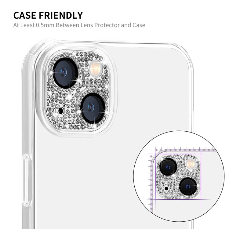 Para iPhone 14/14 Plus ENKAY Hat-Prince Blink Diamond Lente de cámara Película de vidrio templado de aleación de aluminio, For iPhone 14 / 14 Plus