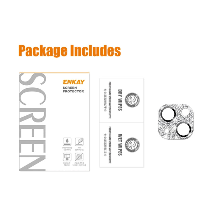Para iPhone 14/14 Plus ENKAY Hat-Prince Blink Diamond Lente de cámara Película de vidrio templado de aleación de aluminio, For iPhone 14 / 14 Plus