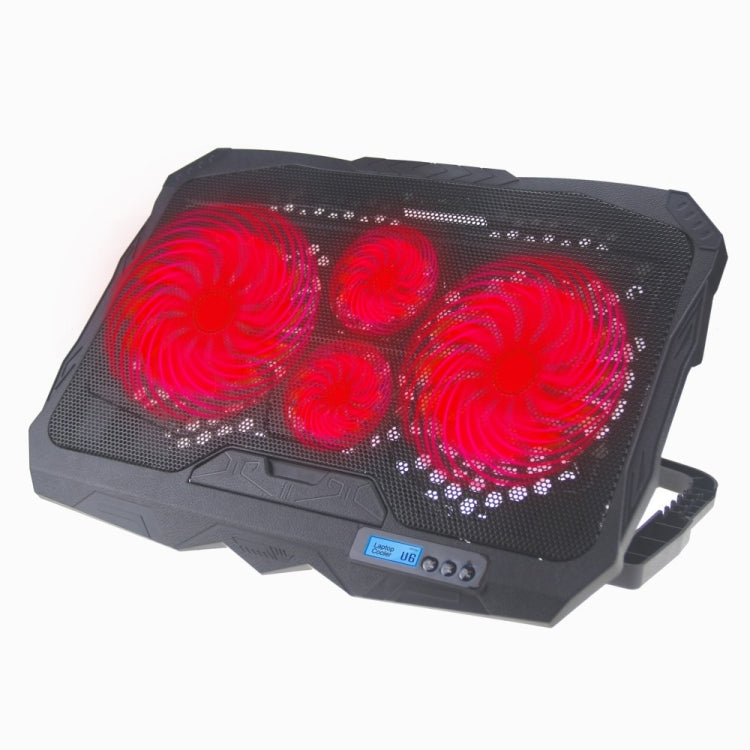 S18 Aluminio Cuatro ventiladores Gaming Laptop Cooling Pad Soporte plegable con pantalla de velocidad del viento, S18