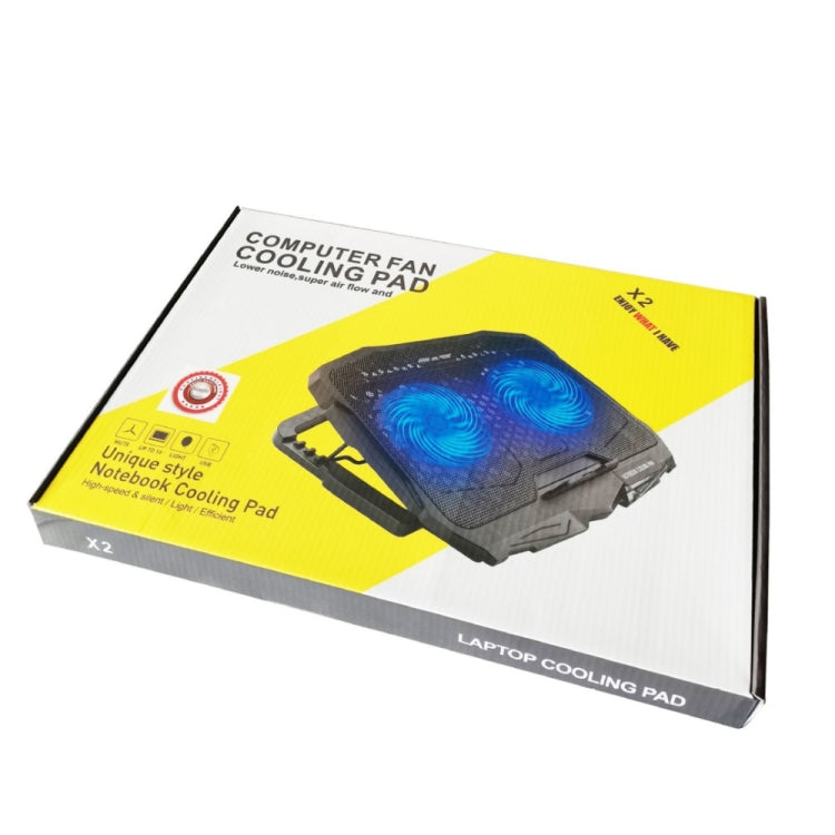 Soporte para juegos con almohadilla de enfriamiento para computadora portátil USB con dos ventiladores X2, X2
