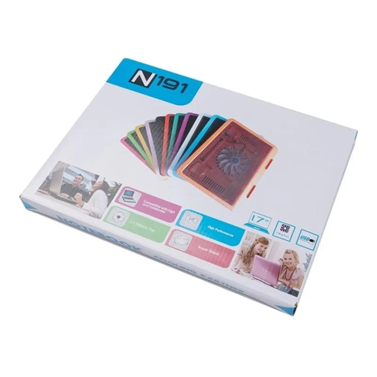 N191 USB Powered Portable Slim Silent Fan Laptop Cooling Pad con soporte, N191