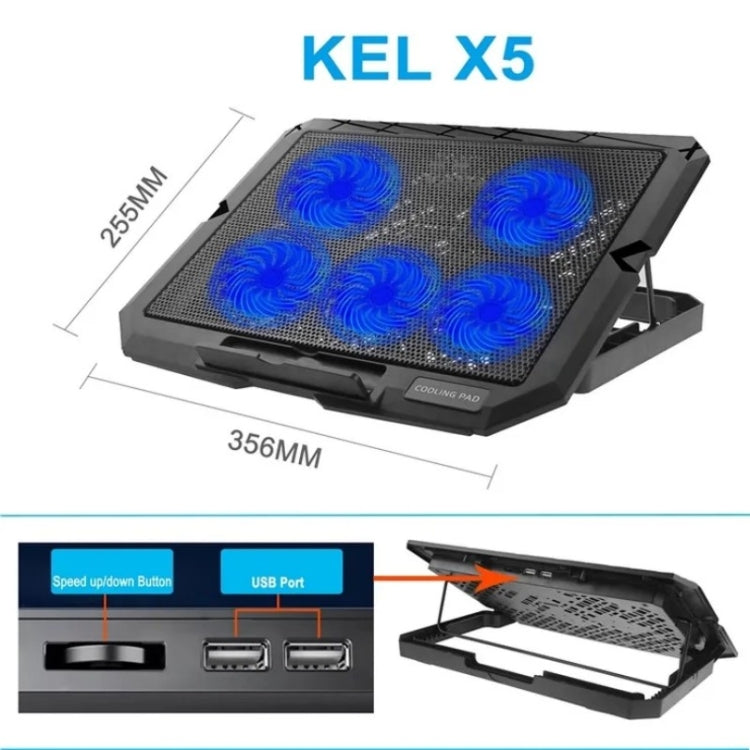 X5 Game Work Mute 5-Fan 7-Gear Altura ajustable Laptop Cooling Stand, X5