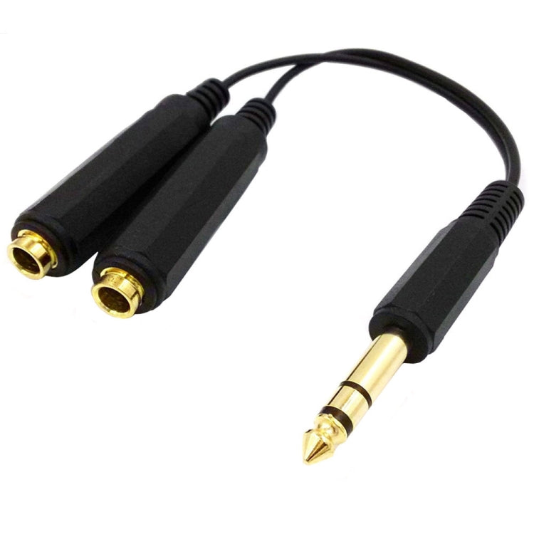 JUNSUNMAY 6,35 mm 1/4 de pulgada macho a doble hembra cable adaptador de audio estéreo, longitud: 20 cm, 6.35mm M to 2 x F 20cm
