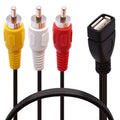 JUNSUNMAY USB hembra a 3 x RCA macho Cable divisor de audio y video, 0.2m, 1.5m
