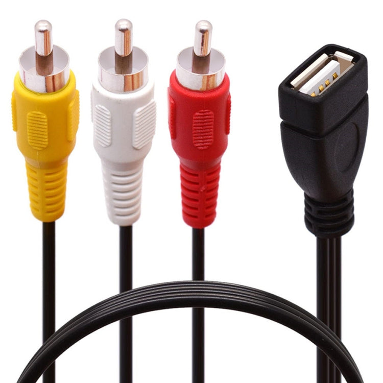 JUNSUNMAY USB hembra a 3 x RCA macho Cable divisor de audio y video, 0.2m, 1.5m