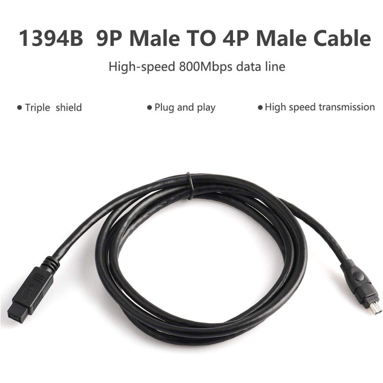 JUNSUNMAY FireWire de alta velocidad Premium DV 800 9 pines macho a FireWire 400 4 pines macho IEEE 1394 Cable, 1.8m, 3m, 4.5m