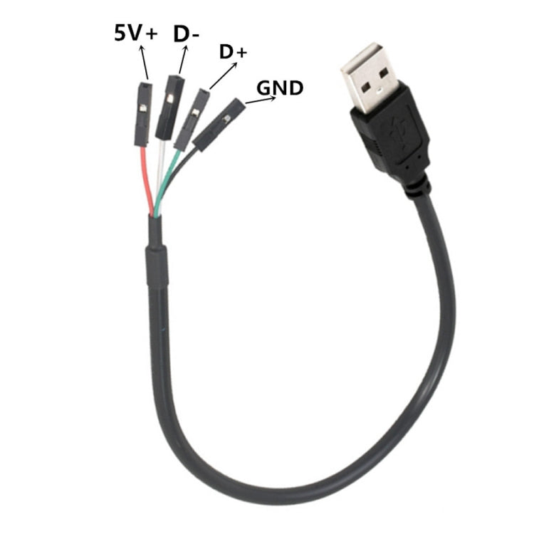 JUNSUNMAY USB 2.0 A a hembra 4 pines Dupont Motherboard Header Adapter Extender Cable, longitud: 0,3 m, USB Male, USB Female