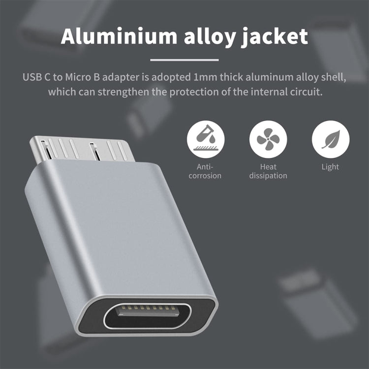 JUNSUNMAY USB-C / Tipo-C Hembra a Macho USB 3.0 Micro B Adaptador Convertidor, 1 PCS, 2 PCS