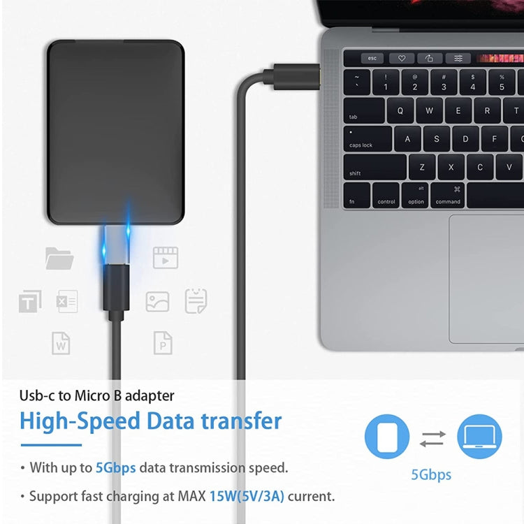 JUNSUNMAY USB-C / Tipo-C Hembra a Macho USB 3.0 Micro B Adaptador Convertidor, 1 PCS, 2 PCS