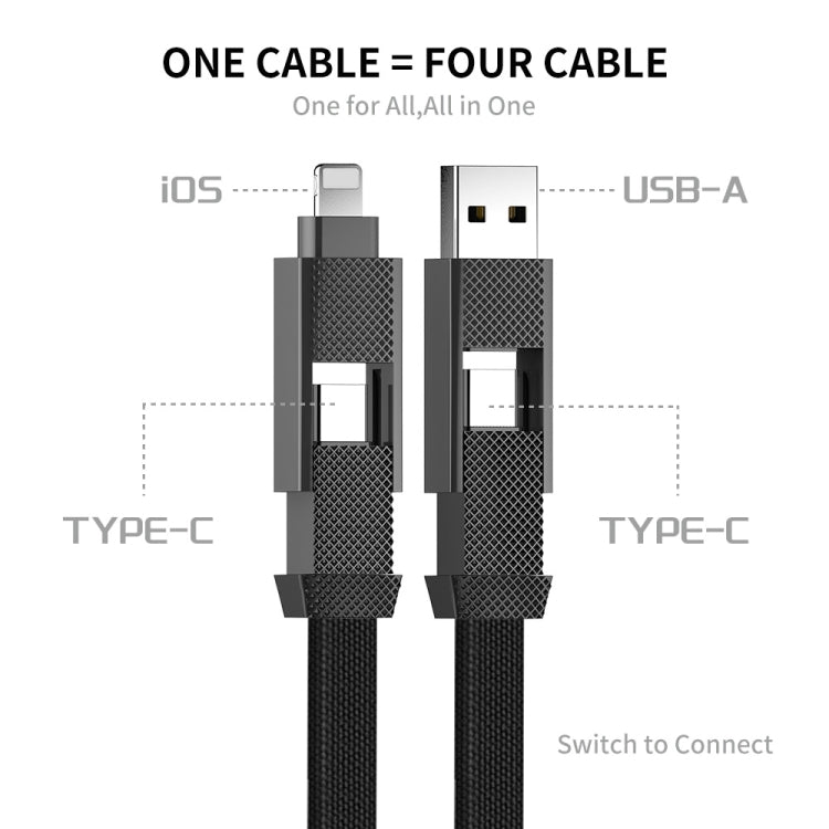 ENKAY ENK-CB134 4 en 1 60W USB-A / Tipo-C a 8 pines / Tipo-C Cable de datos de carga rápida magnético trenzado de nylon, 0.15m, 1.2m