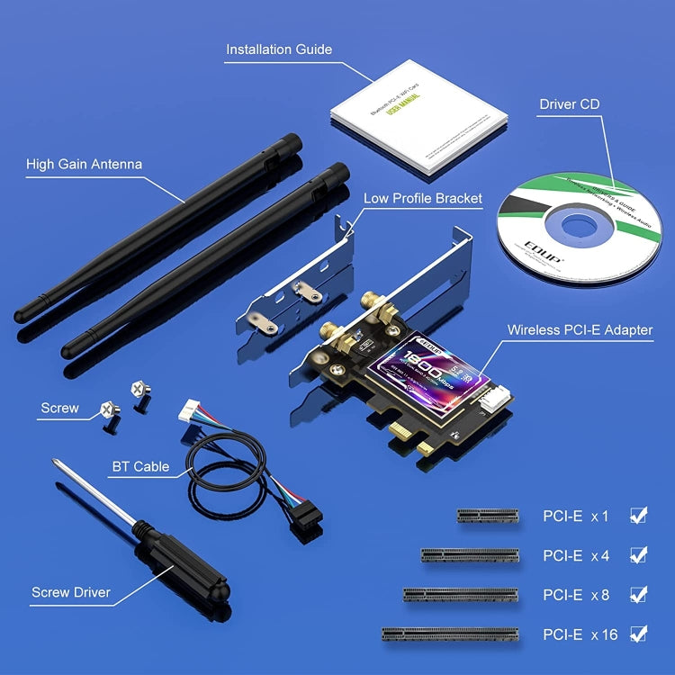 EDUP EP-9658 PCI-E WiFi 6 tarjeta AX1800M Bluetooth 5,2 adaptador para PC de escritorio, 2,4 GHz/5,8 GHz de doble banda inalámbrica PCI-E tarjeta de red interna