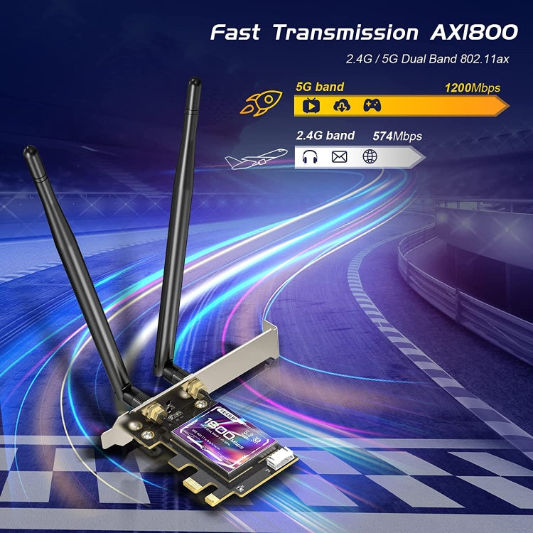 EDUP EP-9658 PCI-E WiFi 6 tarjeta AX1800M Bluetooth 5,2 adaptador para PC de escritorio, 2,4 GHz/5,8 GHz de doble banda inalámbrica PCI-E tarjeta de red interna