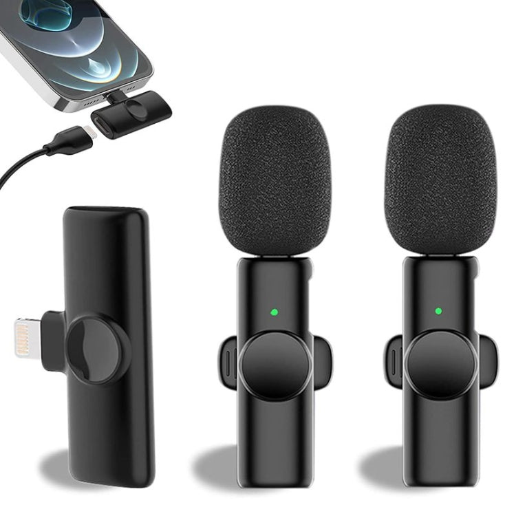 Mini micrófono Bluetooth Micrófono inalámbrico de reducción de ruido Lavalier para iPhone / iPad, con receptor de 8 pines, Single Microphone, Dual Microphones