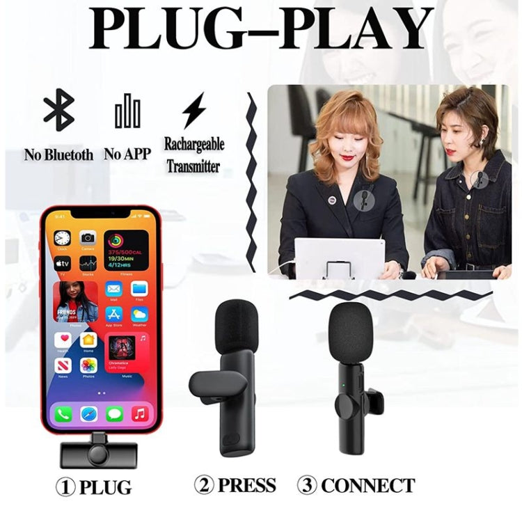 Mini micrófono Bluetooth Micrófono inalámbrico de reducción de ruido Lavalier para iPhone / iPad, con receptor de 8 pines, Single Microphone, Dual Microphones