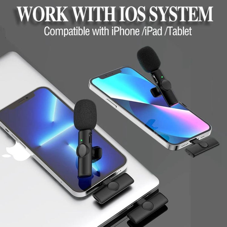 Mini micrófono Bluetooth Micrófono inalámbrico de reducción de ruido Lavalier para iPhone / iPad, con receptor de 8 pines, Single Microphone, Dual Microphones
