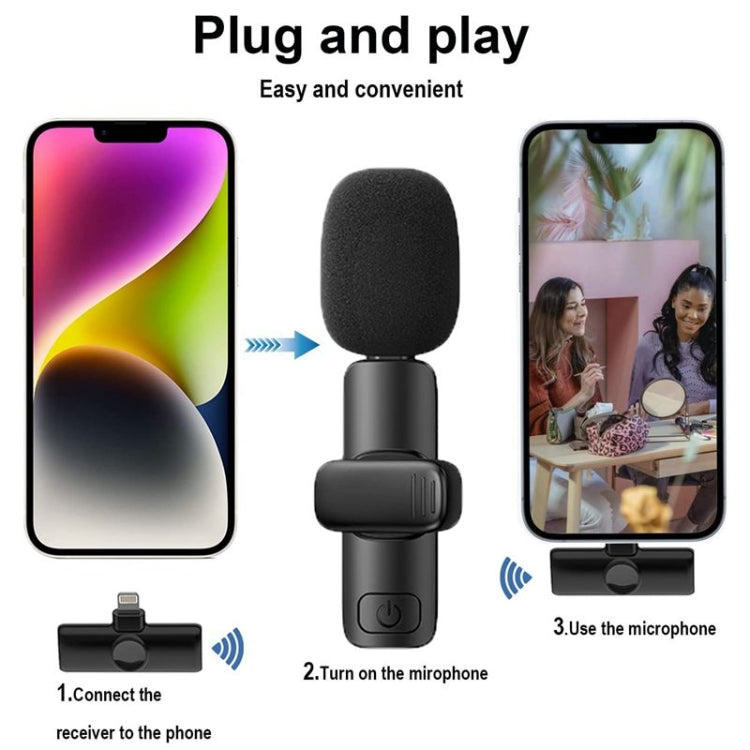 Mini micrófono Bluetooth Micrófono inalámbrico de reducción de ruido Lavalier para iPhone / iPad, con receptor de 8 pines, Single Microphone, Dual Microphones