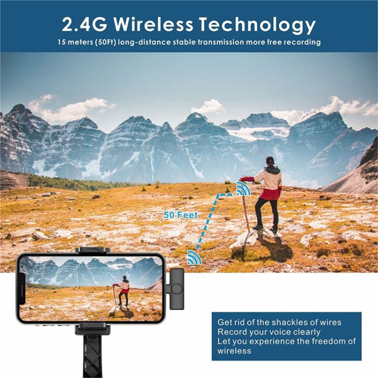 Mini micrófono Bluetooth Micrófono inalámbrico de reducción de ruido Lavalier para iPhone / iPad, con receptor de 8 pines, Single Microphone, Dual Microphones