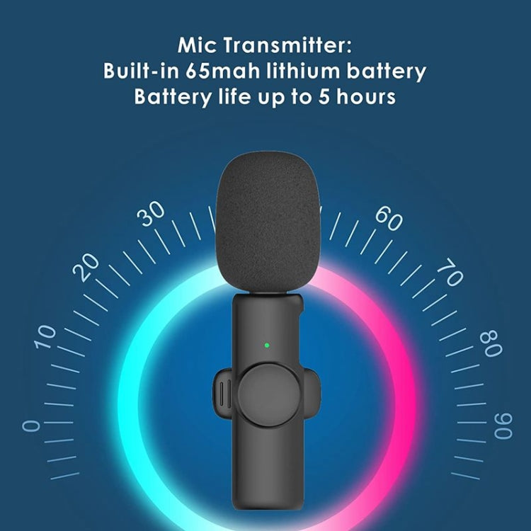 Micrófono de solapa Lavalier inalámbrico para teléfono Android y computadora con receptor USB-C / Type-C, One by One, One by Two