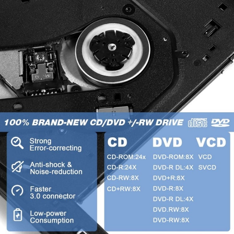BT638 Notebook Desktop Externo USB 3.0 Reproductor de CD portátil CD-RW Grabadora de unidad óptica, BT638