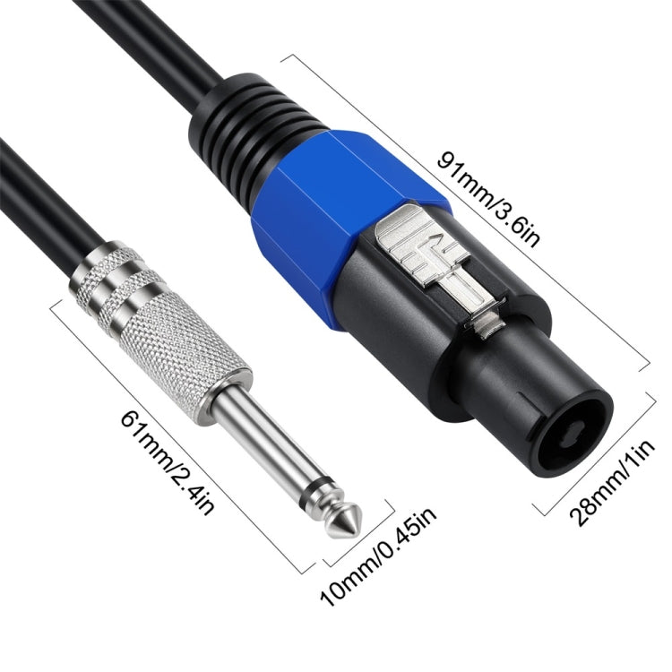 JUNSUNMAY Speakon macho a 6,35 mm macho Cable adaptador de altavoz de audio con cierre a presión, 6FT, 10FT, 25FT, 50FT