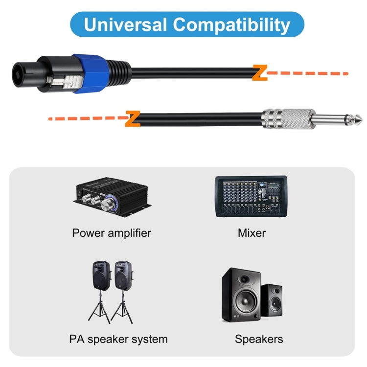 JUNSUNMAY Speakon macho a 6,35 mm macho Cable adaptador de altavoz de audio con cierre a presión, 6FT, 10FT, 25FT, 50FT