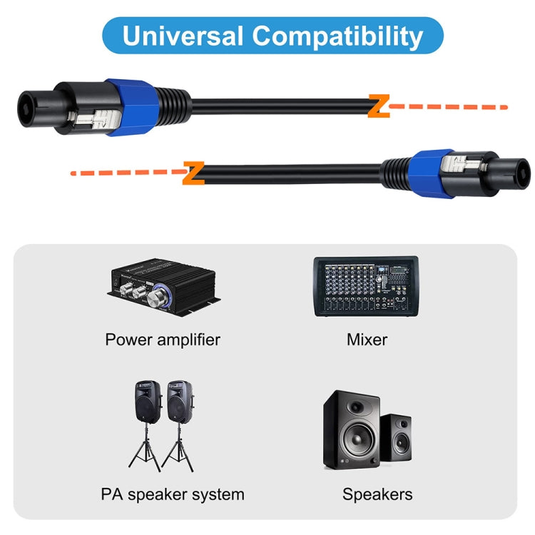 JUNSUNMAY Speakon macho a Speakon macho Cable adaptador de altavoz de audio con cierre a presión, 6FT, 10FT, 25FT, 50FT