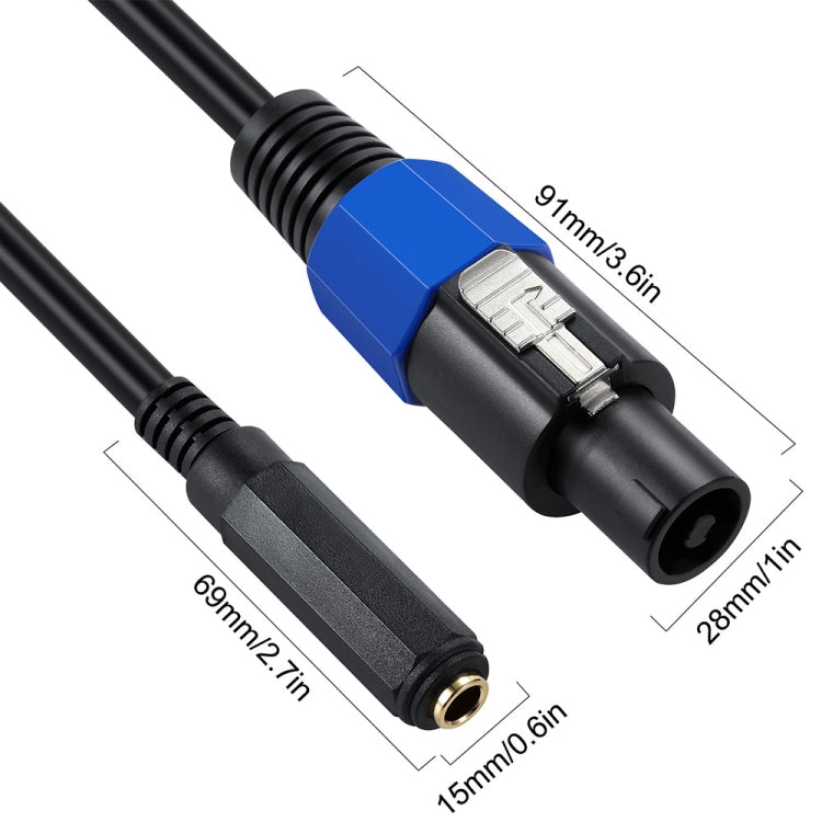 JUNSUNMAY Cable adaptador de altavoz de audio Speakon macho a hembra de 6,35 mm con cierre a presión, longitud: 50 cm